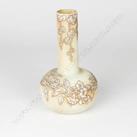 A Victorian Thomas Webb & Sons milk glass cameo bottle vase
