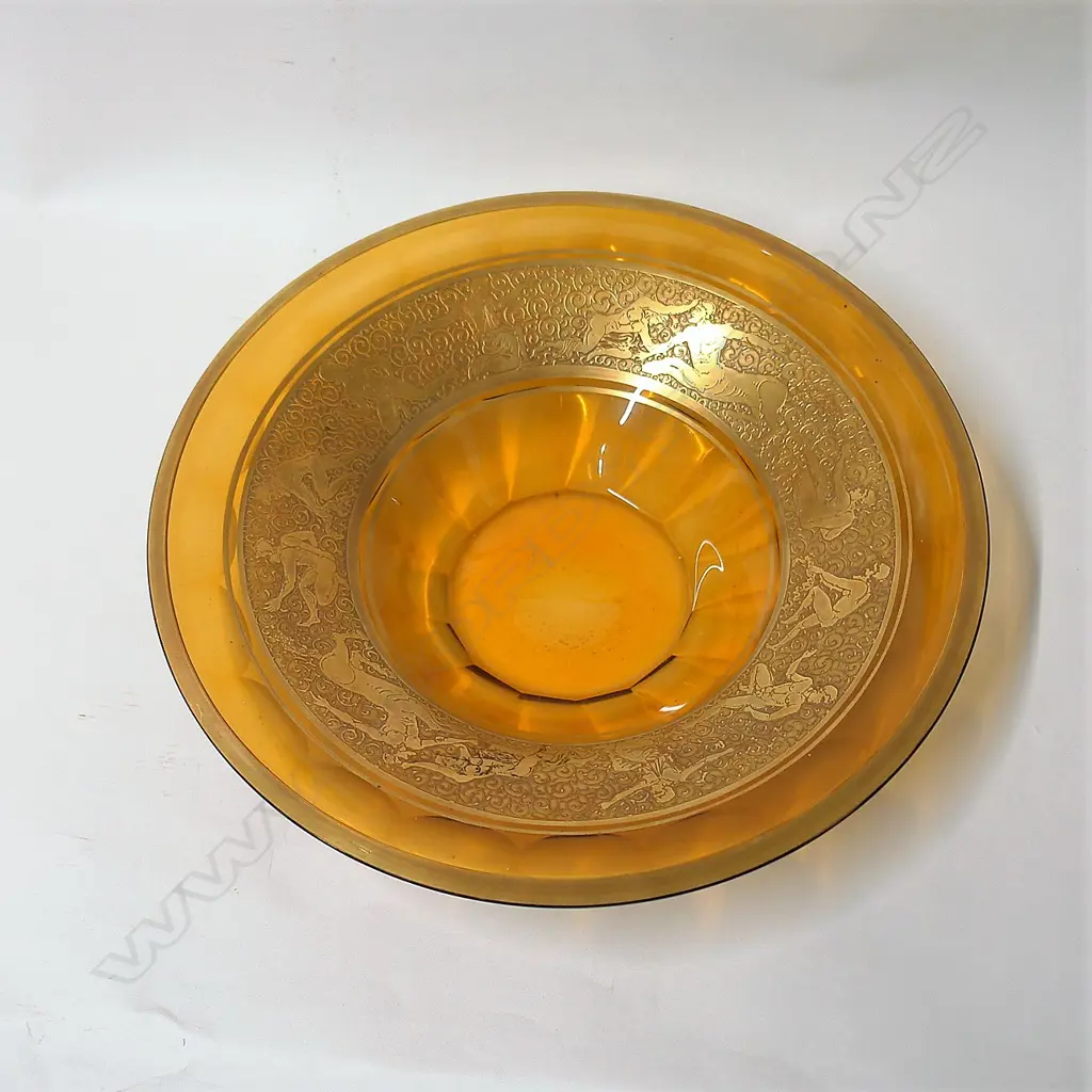 Moser Karlsbad amber glass flared bowl Image 1++