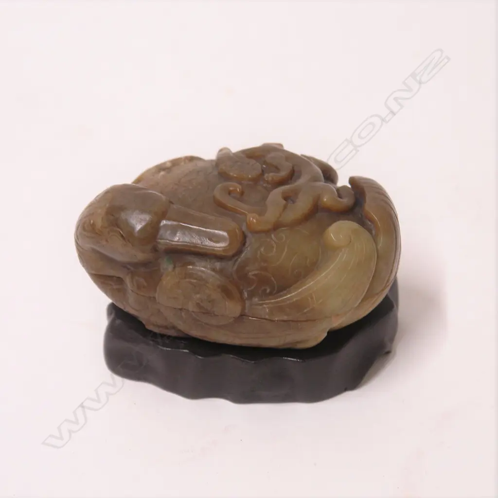 A Chinese carved jade lidded duck form vessel in an ancient style Image 1++
