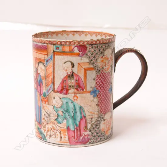 An 18thC/19thC Chinese export famille rose large mug