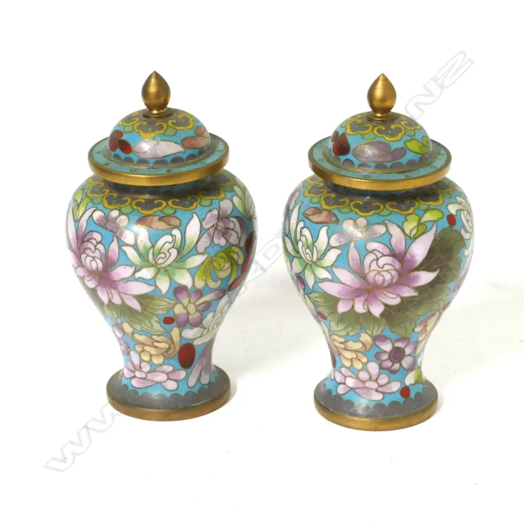 PR CLOISONNE LIDDED VASES Image 1++