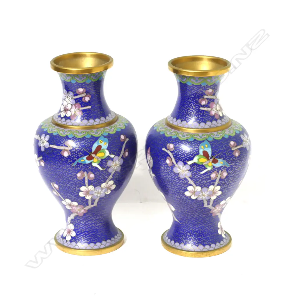 A pair of Chinese cloisonné vases Image 1++