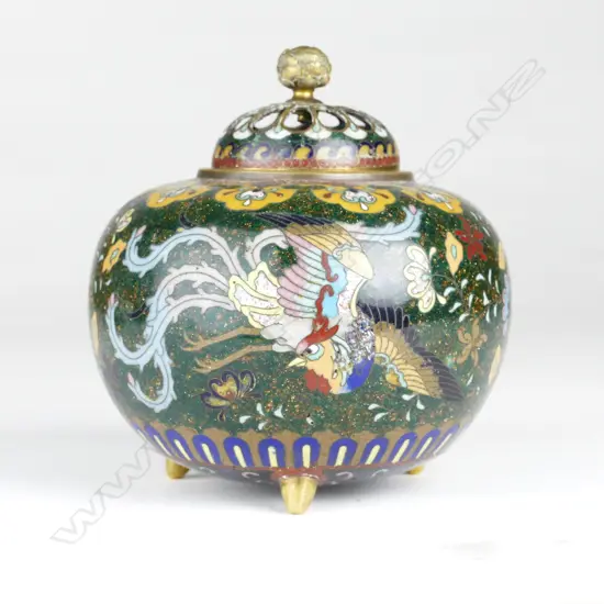 A fine Japanese Meiji period cloisonné potpourri jar