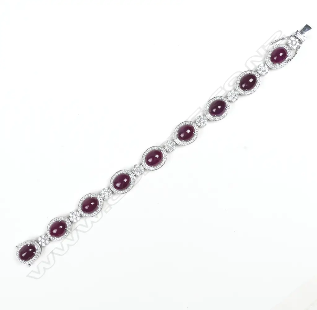 An 18ct. white gold rubellite and diamond bracelet Image 1++