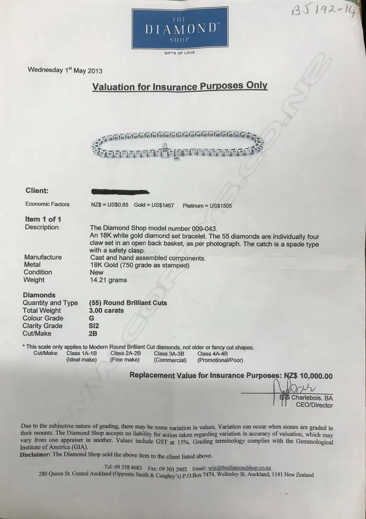 An 18ct. white gold and diamond tennis bracelet Image 1++