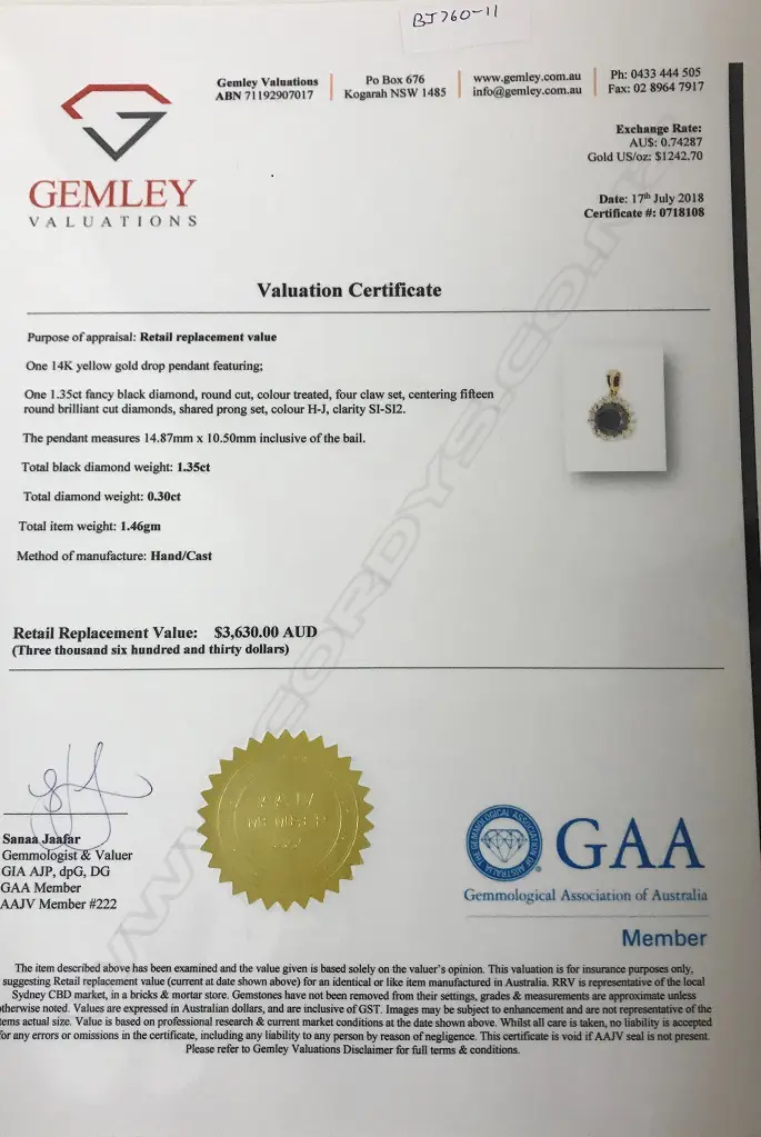 A 14ct. gold and diamond pendant Image 1++