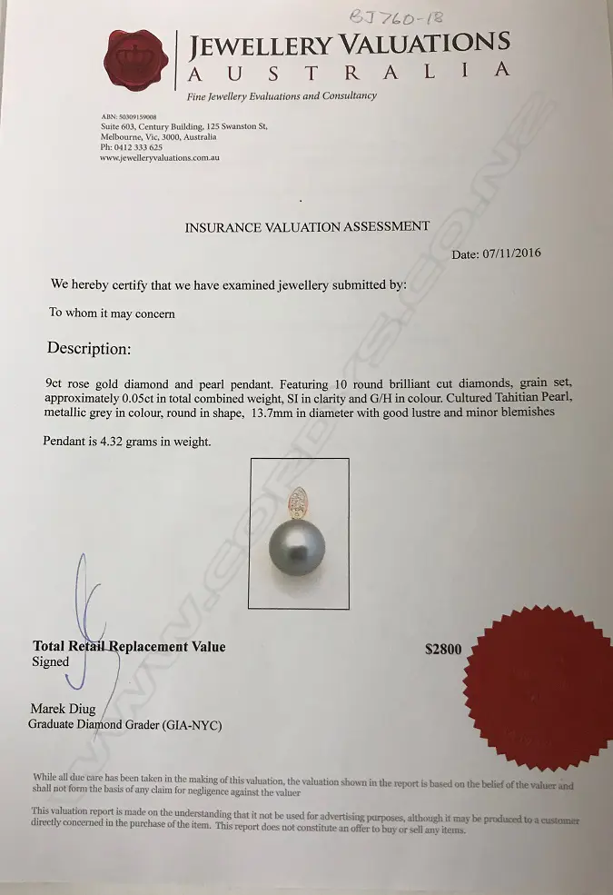 A 9ct. rose gold pearl and diamond pendant Image 1++