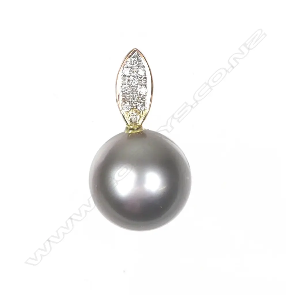 A 9ct. rose gold pearl and diamond pendant Image 1++