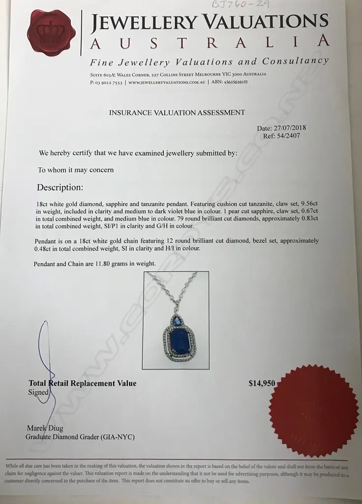 An 18ct. white gold tanzanite Image 1++