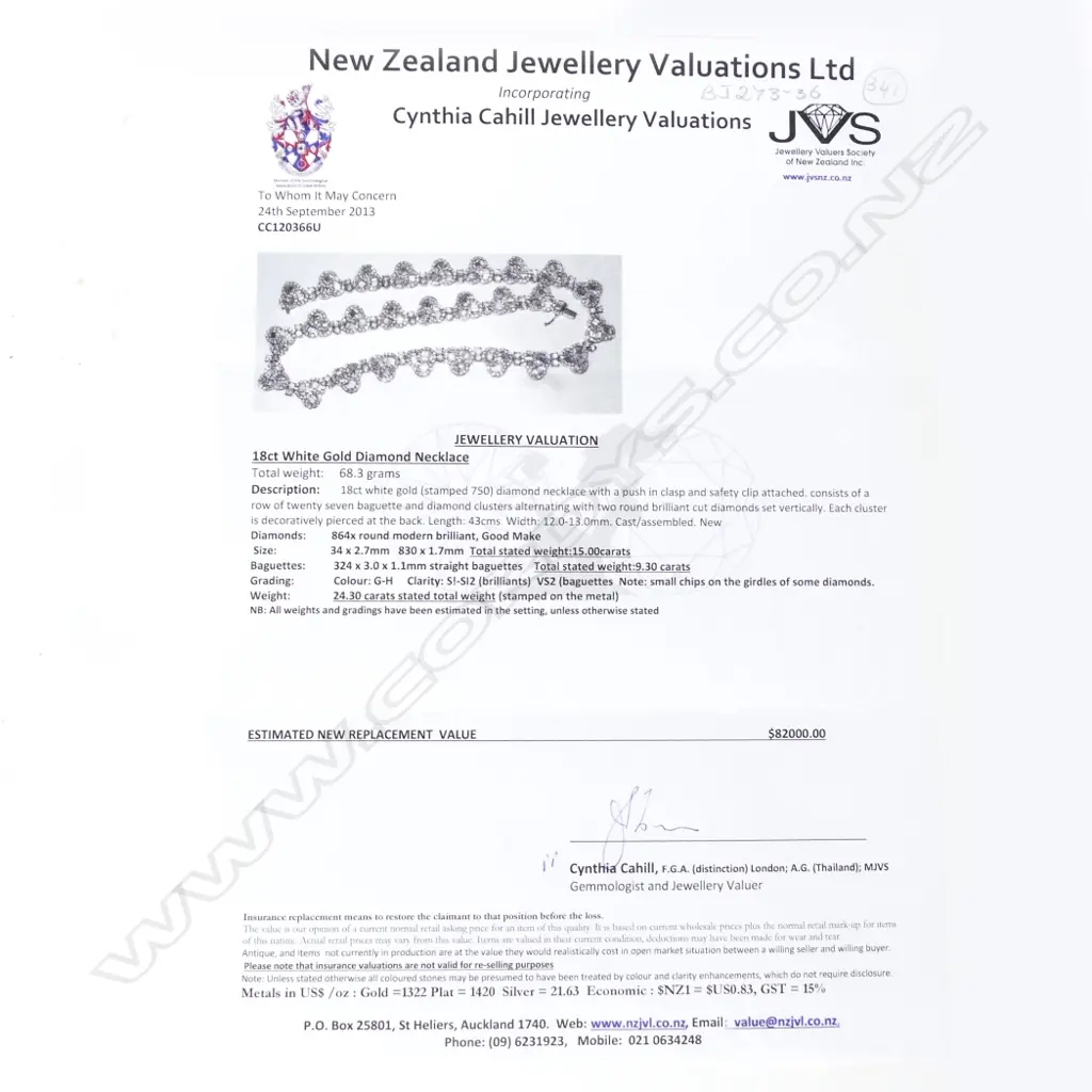 An impressive 18ct. white gold and diamond necklace Image 1++