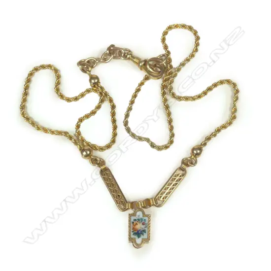A late 19thC gold and enamel lady's necklace