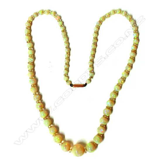 An estate graduated opal bead necklace