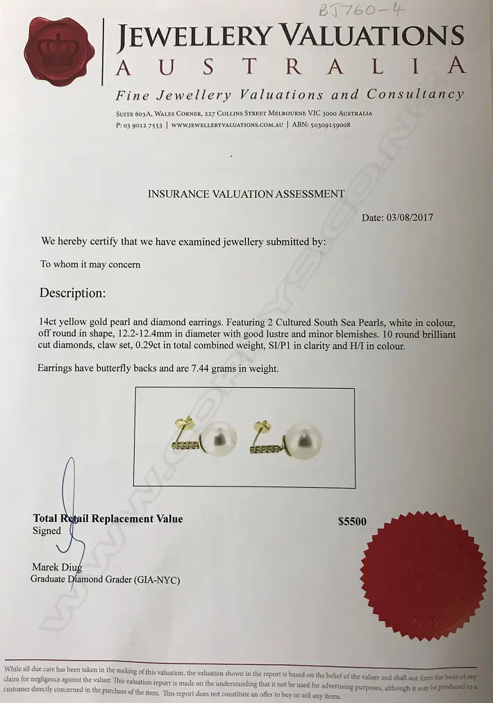 A pair of 14ct. pearl and diamond drop earrings Image 1++