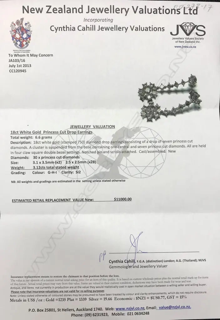 A pair of 18ct. white gold and diamond set drop earrings Image 1++