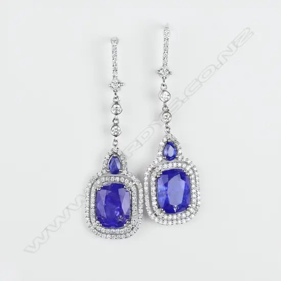 A pair of 18ct. white gold tanzanite