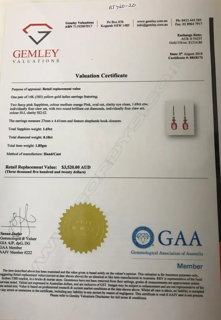 A pair of 14ct. gold sapphire and diamond earrings Image 1++