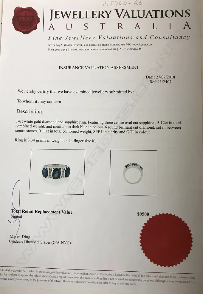 A 14ct. white gold sapphire and diamond ring Image 1++