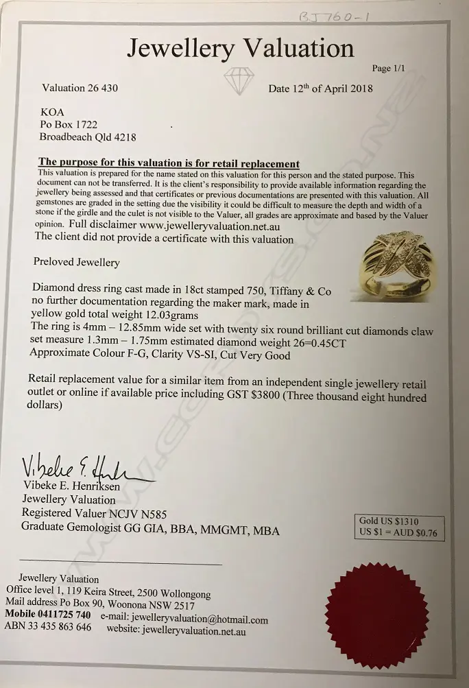 An 18ct. yellow gold Tiffany diamond ring Image 1++