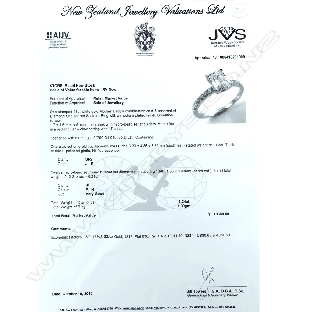 An 18ct. white gold and diamond solitaire ring Image 1++