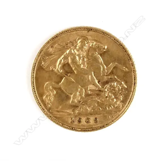 A 1909 gold half sovereign