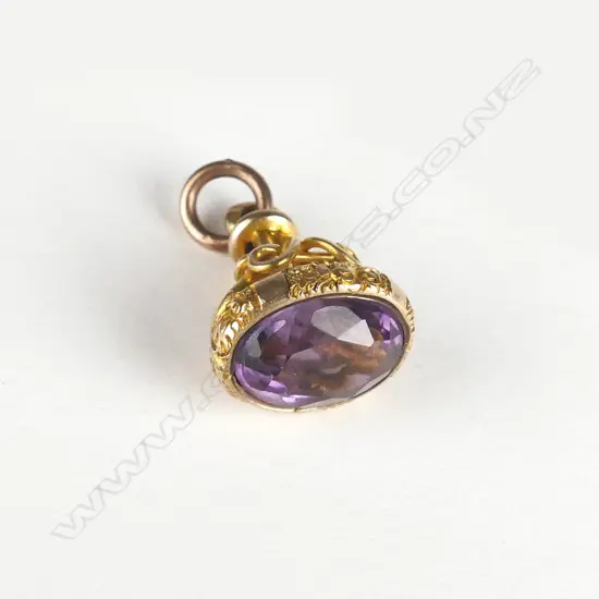 A 9ct. gold amethyst fob seal