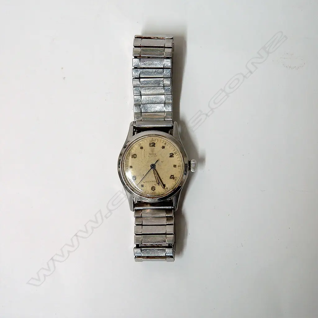A vintage Tudor Oyster gent's white metal wristwatch Image 1++