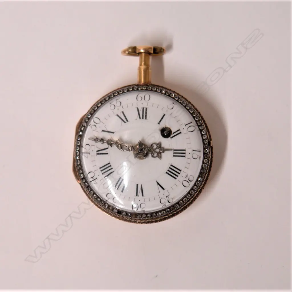 A rare late 18thC French Jacques Gudin enamelled and coloured 18ct. gold fob watch Image 1++