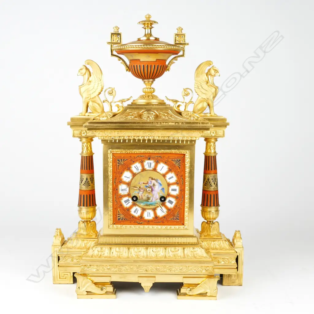A 19thC French bronze ormolu neo-classical mantel clock Image 1++