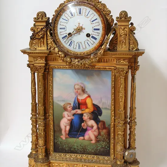 A mid-19thC quality French architectural ormolu mantel clock