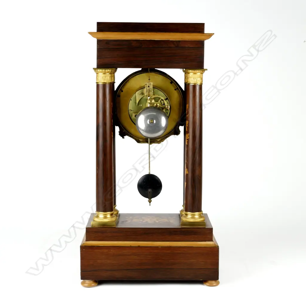 A French 19thC rosewood marquetry portico clock Image 1++