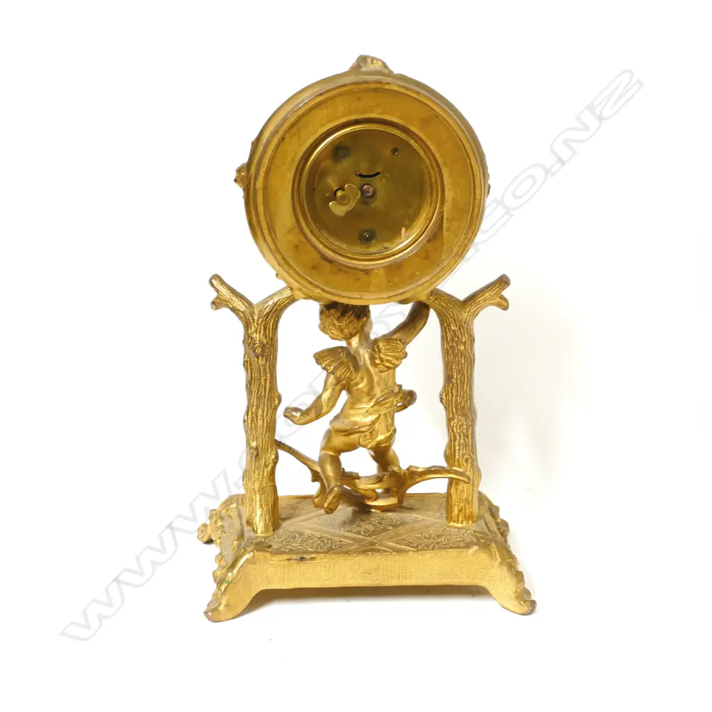 An Edwardian gilt metal sculptural table clock Image 1++