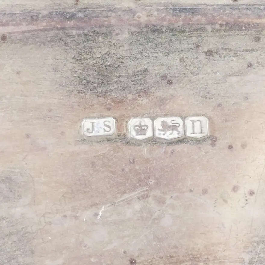 A heavy silver Georgian Revival salver of square shape Image 1++