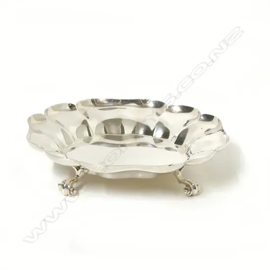 A shallow silver bowl