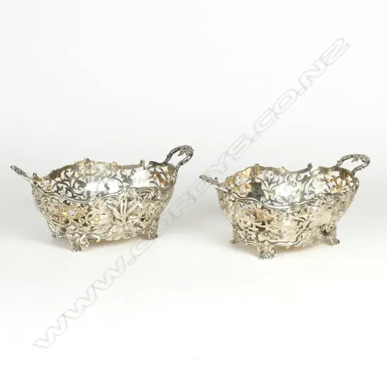 A pair of oval silver bowls