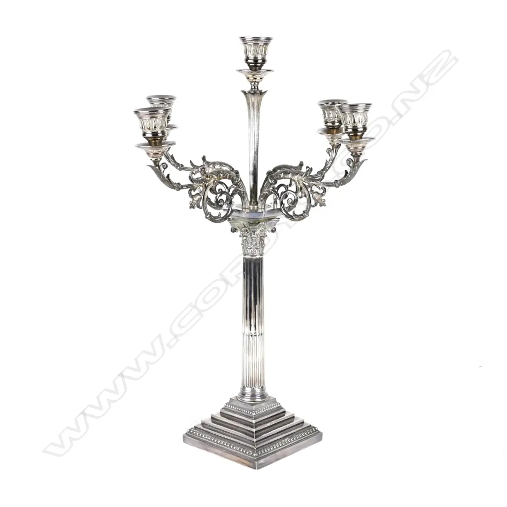 A Victorian silver plated five-light Image 1++