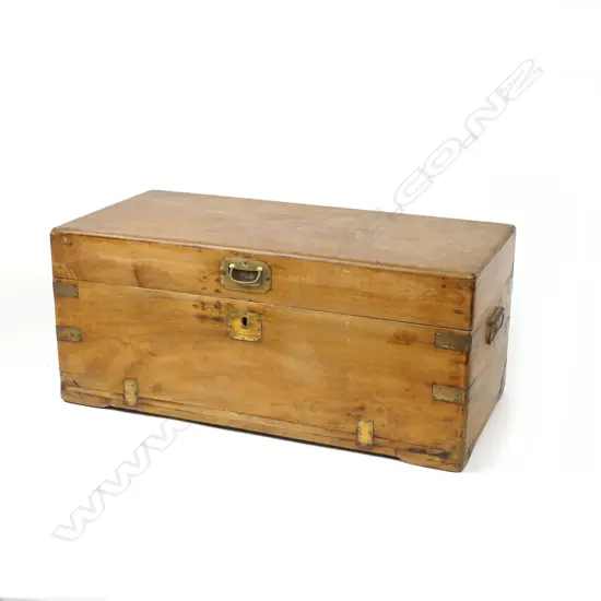 A small Victorian brass bound camphor chest