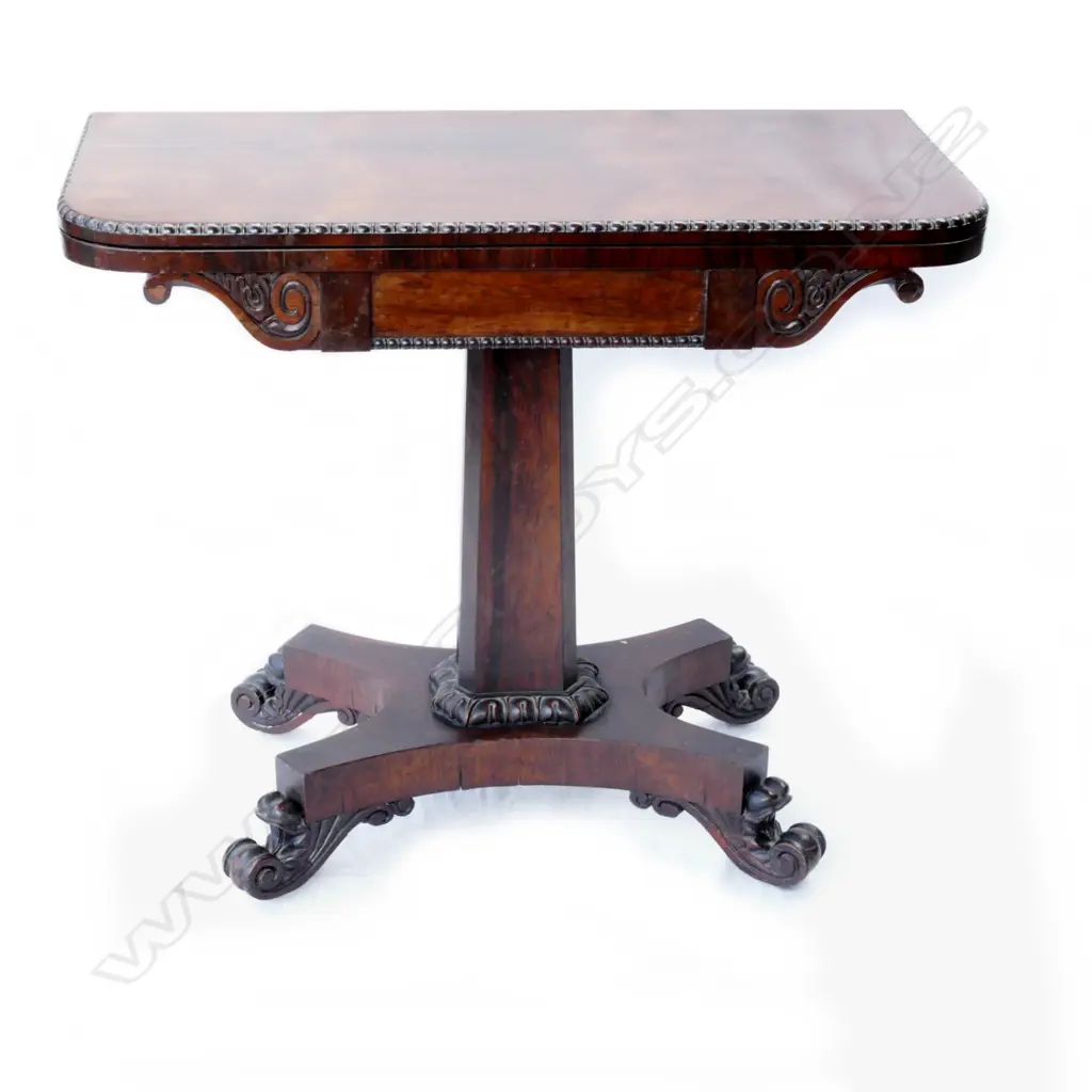 A William IV rosewood flap-top card table Image 1++
