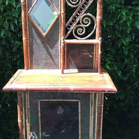 A Victorian bamboo hall cabinet