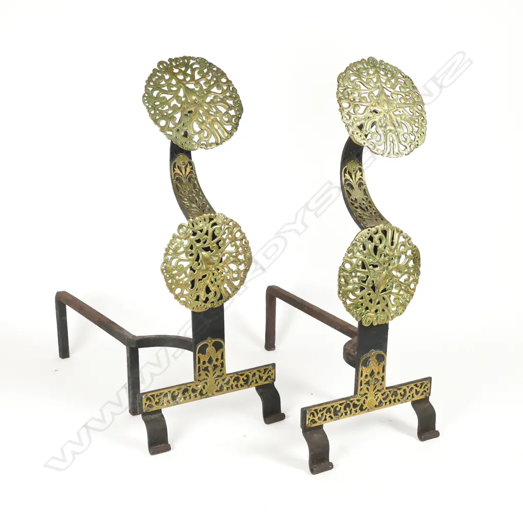 PR CHARLES II STYLE IMPRESSIVE ANDIRONS  Image 1++
