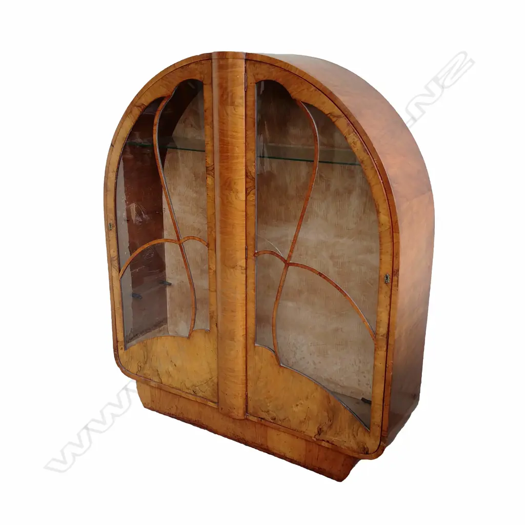 A walnut Art Deco display cabinet Image 1++