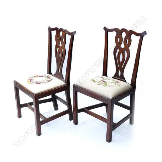 A pair of Georgian oak 'Chippendale' side chairs
