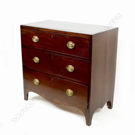 A small Georgian mahogany chest of three graduated full width drawers