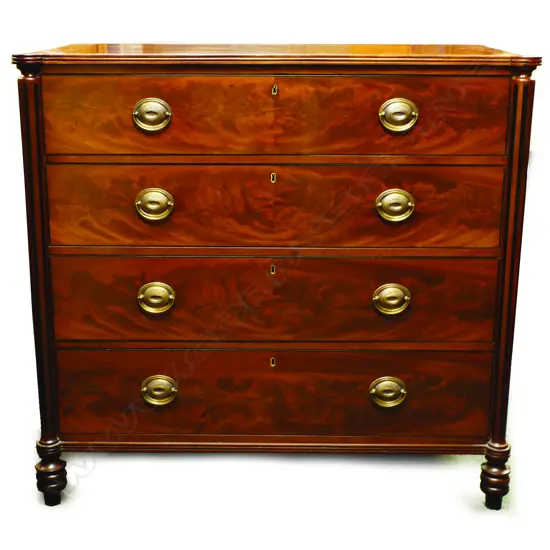 A good George III flame mahogany four drawer chest