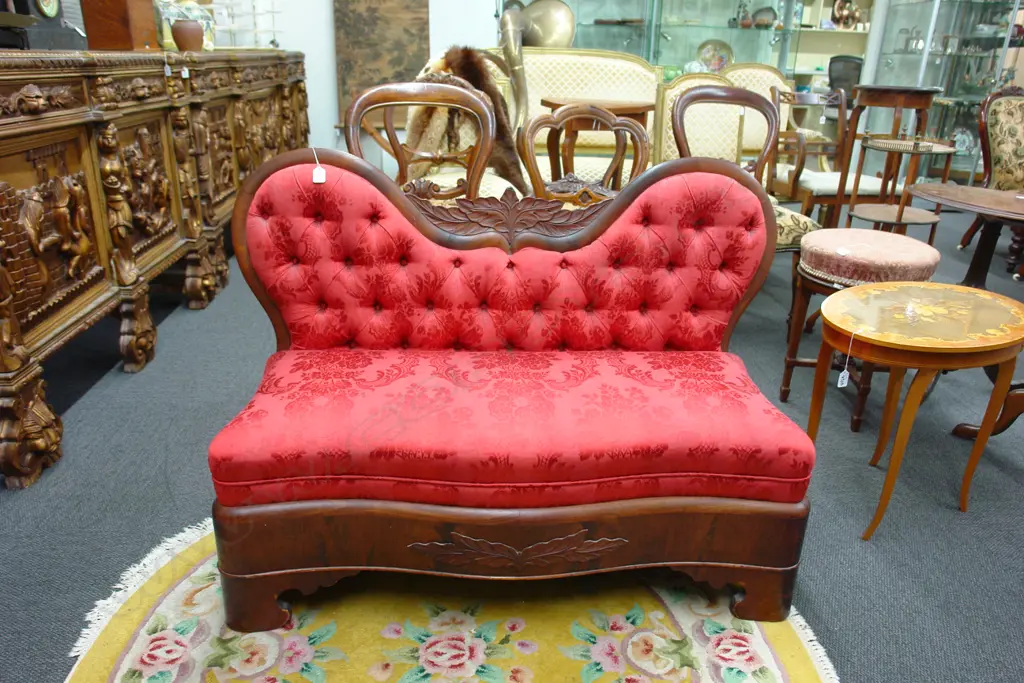 A 19thC Biedermeier mahogany framed love seat Image 1++