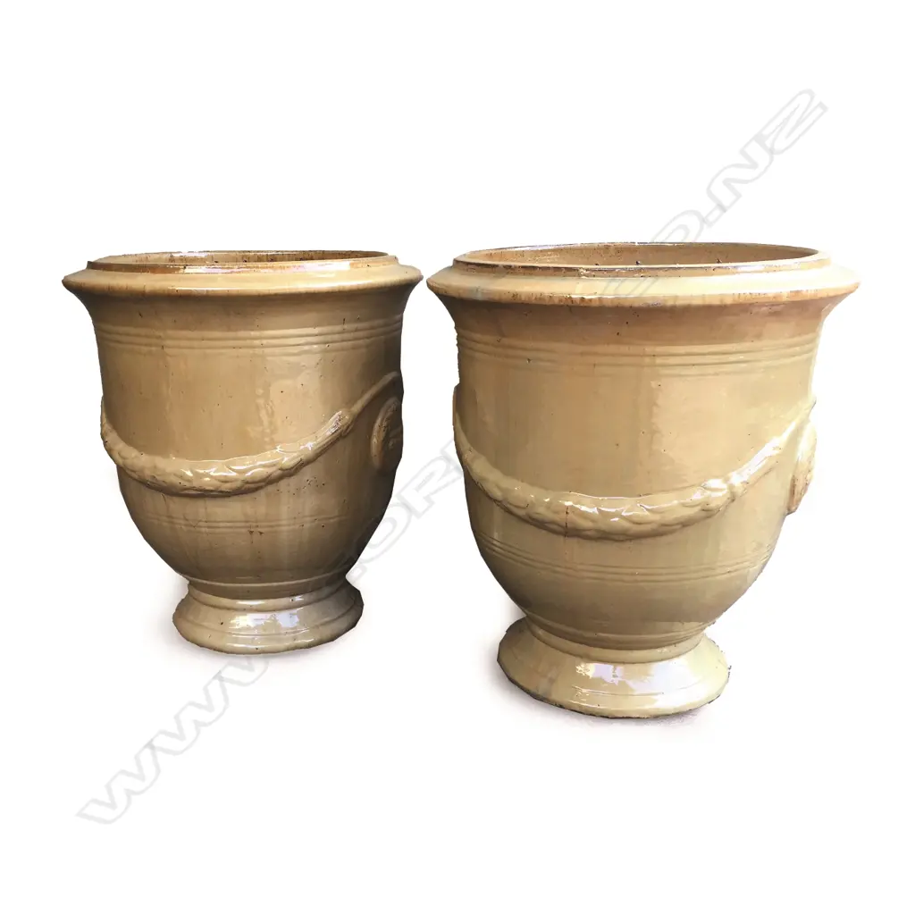 A pair of large antique French style pottery garden urns Image 1++