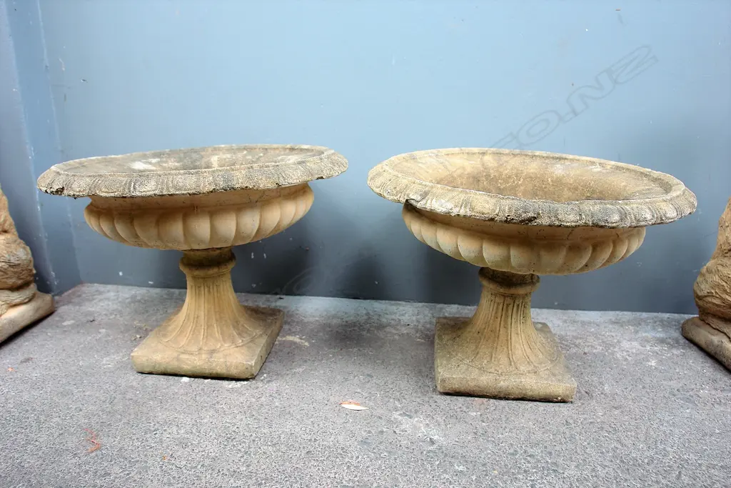 A pair of church stone classical garden urns Image 1++