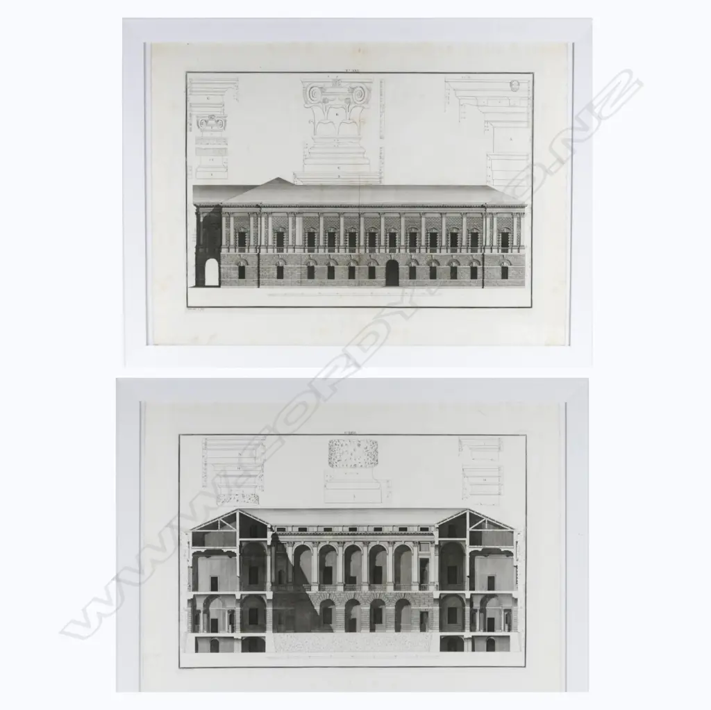 Two large 18thC architectural copper plate engravings Image 1++