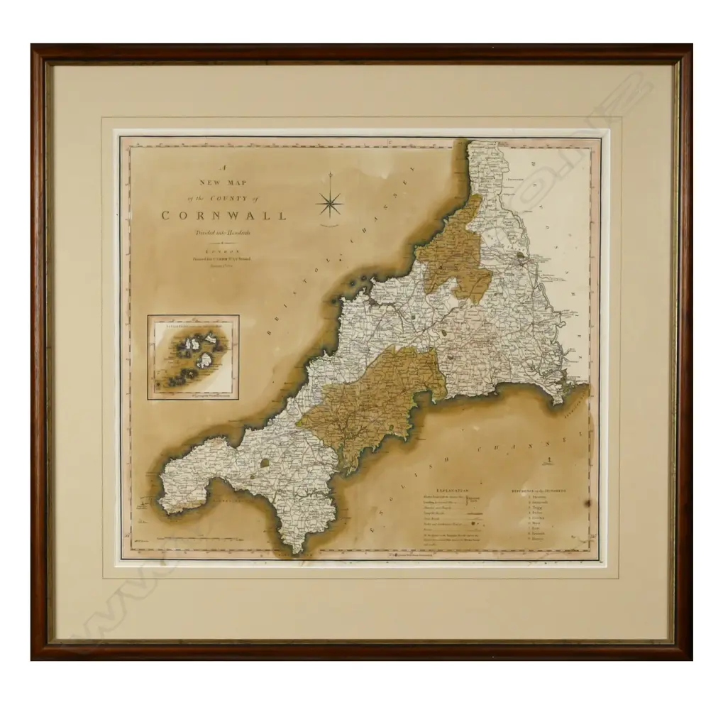 A coloured map of the county of Cornwall Image 1++