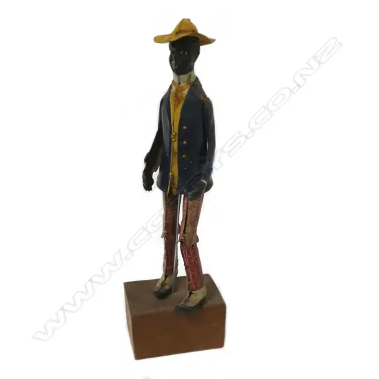 A 19thC tin plate articulated African/American male figure