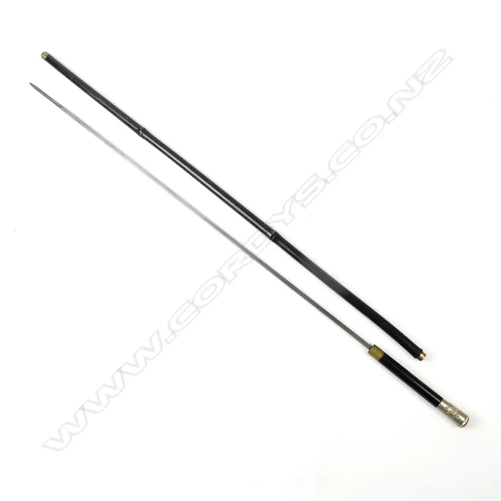 An Edwardian black lacquered bamboo sword-stick Image 1++